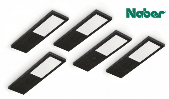 Naber Lumica® „Livello“ LED, schwarz, Art. 7062315, Unterbodenleuchte, Set 5-fach mit Schalter 